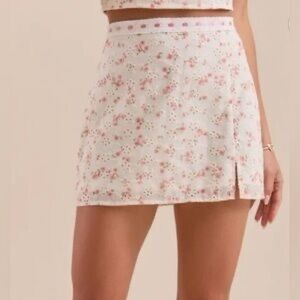 Altar'd State Size Large Floral Eyelet Embroidered Ribbon Detail Mini Skirt NWOT